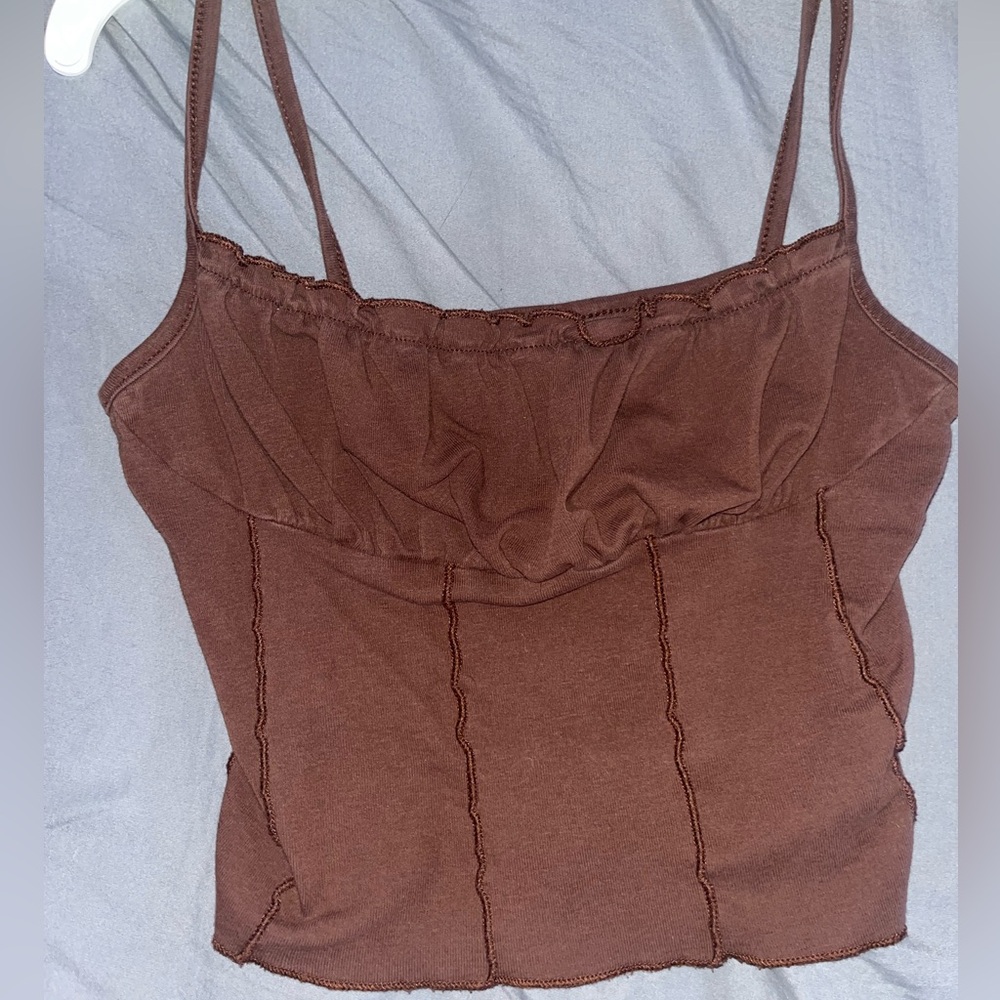 brown cropped cami top